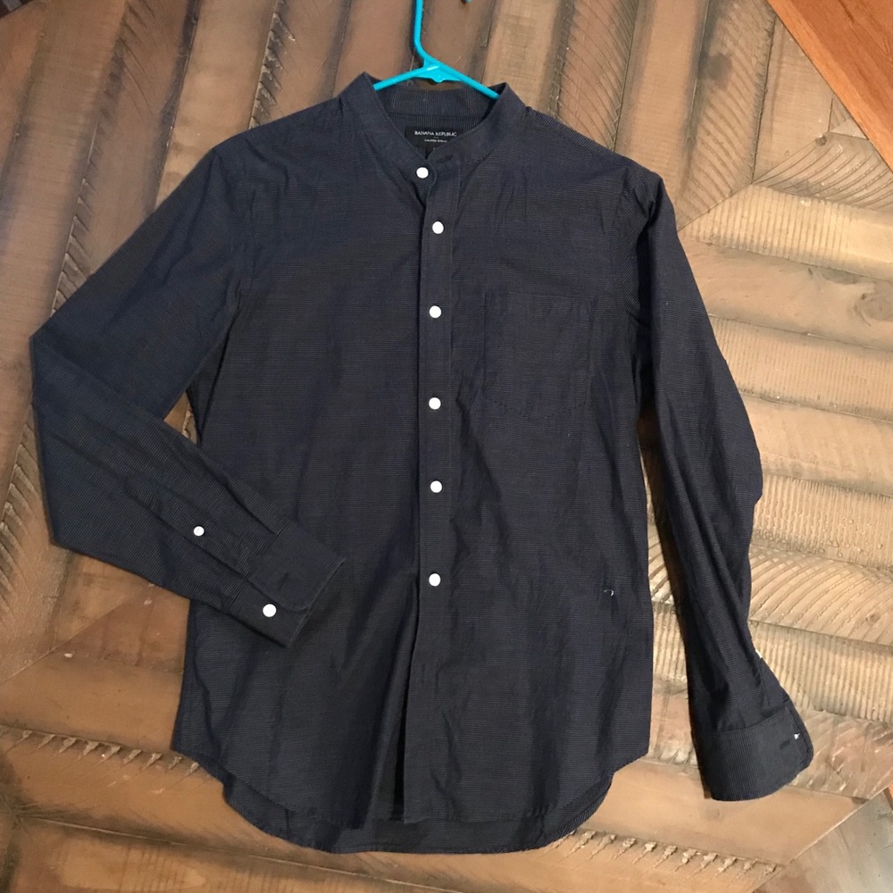 Blue Collarless Banana Republic Shirt slim fit